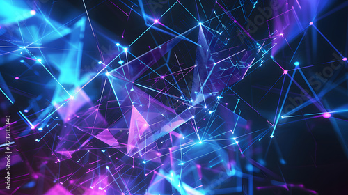 Neon Lattice Dreams: Abstract Tech Composition in Blue and Purple