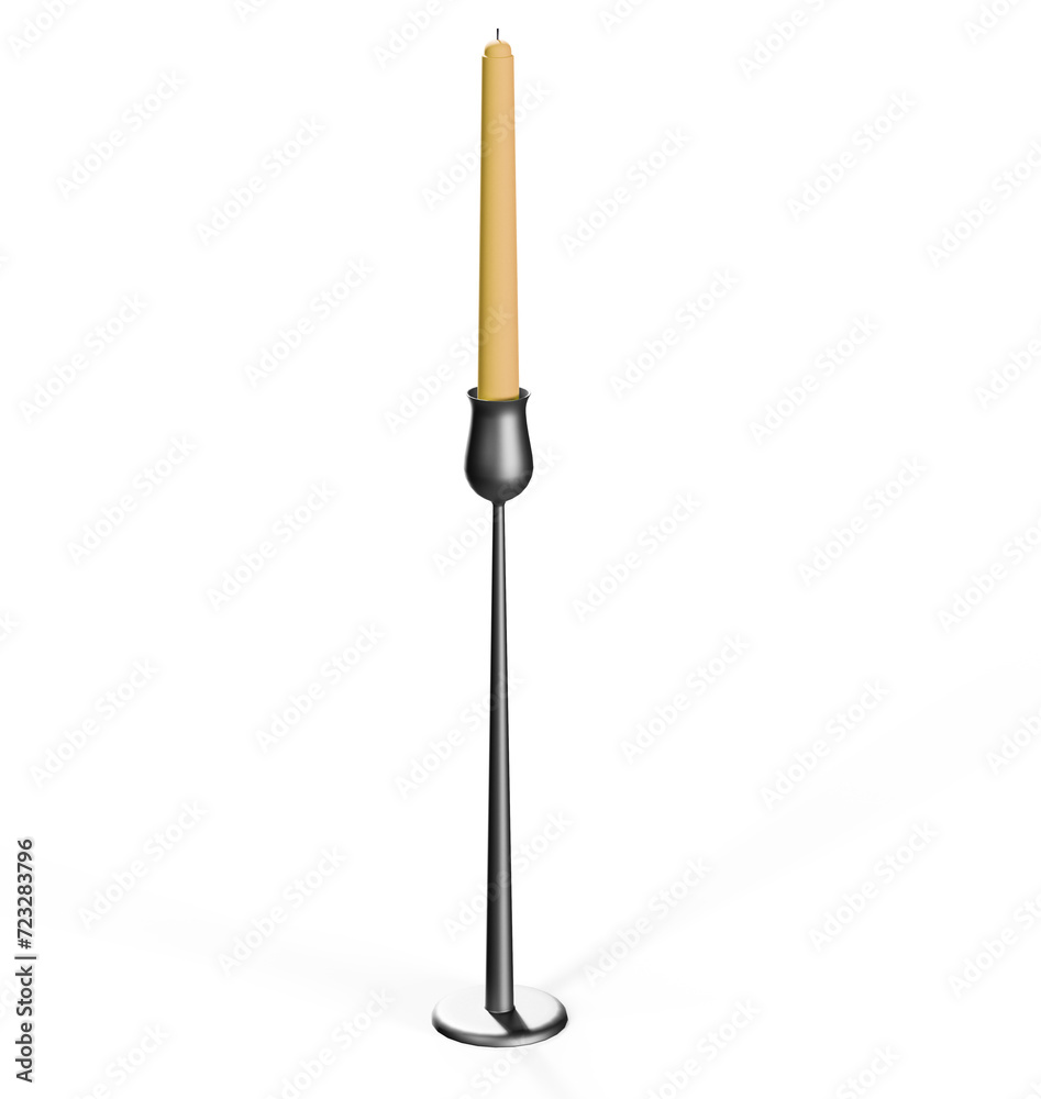 3D Rendering of red candle and candle holder 3D Rendering of red candle and candle holder