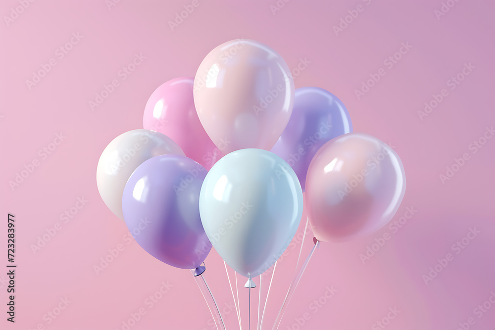 Balloons on wall background for Birthday party.
