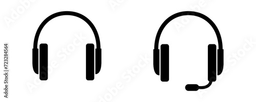 Headphone with mic and without mic icons on transparent background, PNG