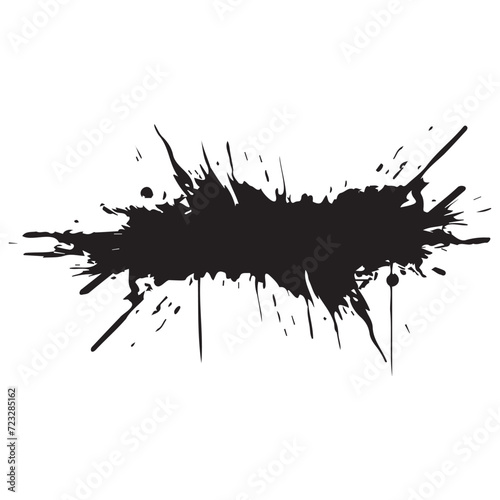 Ink brush stroke isolated on transparent background, paint splatter, artistic design Ink splash. High quality manually traced. Drop element, Rough stain with smudge, spray paint blot