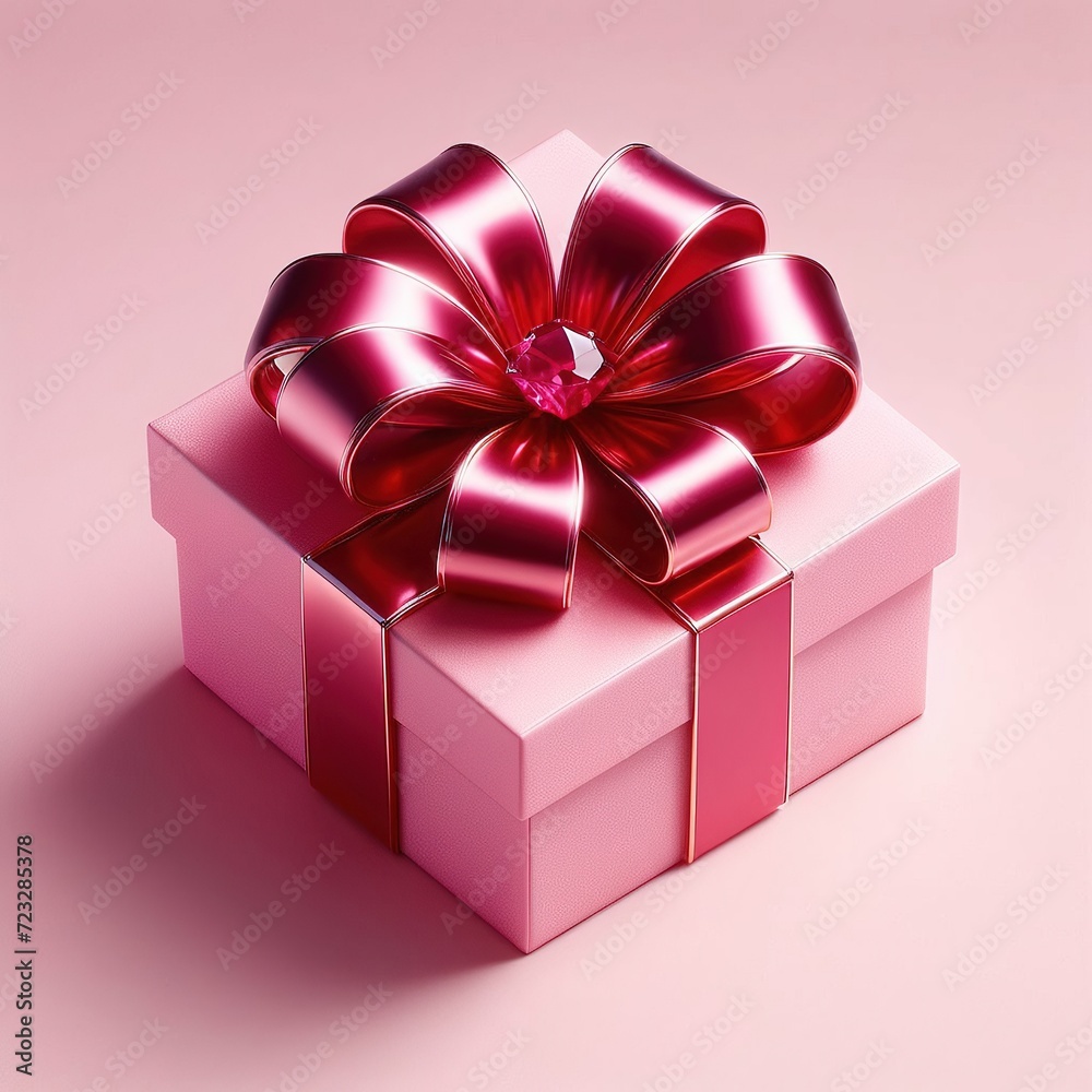 instant present, pink Soft-touch box, solid ruby bow instant present, pink Soft-touch box, solid ruby bow