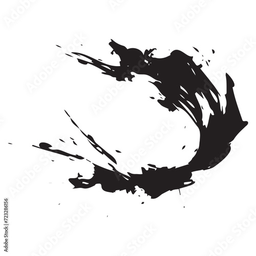Ink brush stroke isolated on transparent background, paint splatter, artistic design Ink splash. High quality manually traced. Drop element, Rough stain with  smudge, spray paint blot
