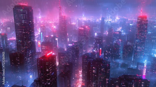 Cyberpunk-inspired neon cityscapes with intricate details and a futuristic color palette