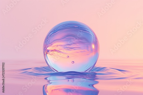 iridescent chromatic liquid with spherical bubble