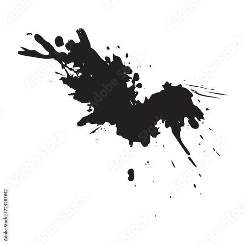 Ink brush stroke isolated on transparent background, paint splatter, artistic design Ink splash. High quality manually traced. Drop element, Rough stain with  smudge, spray paint blot