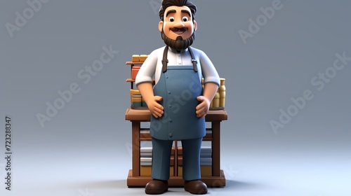 3d cartoon shop keeper character