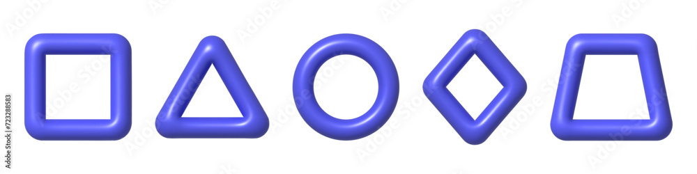 Set of 3d outline purple geometric shapes for web design. 3d realistic design element. Set of 3d outline purple geometric shapes for web design. 3d realistic design element.