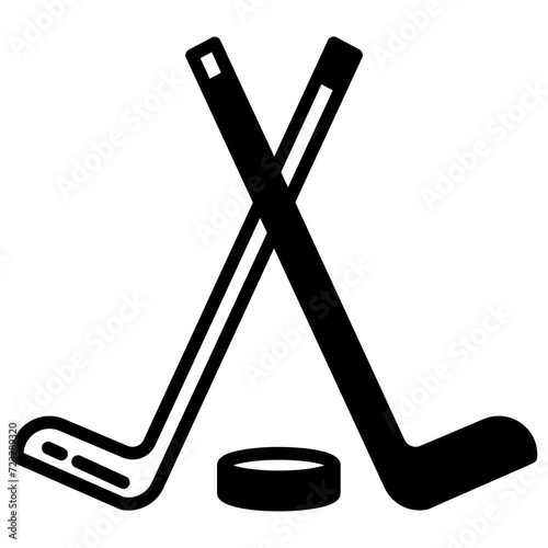 Ice Hokey glyph and line vector illustration
