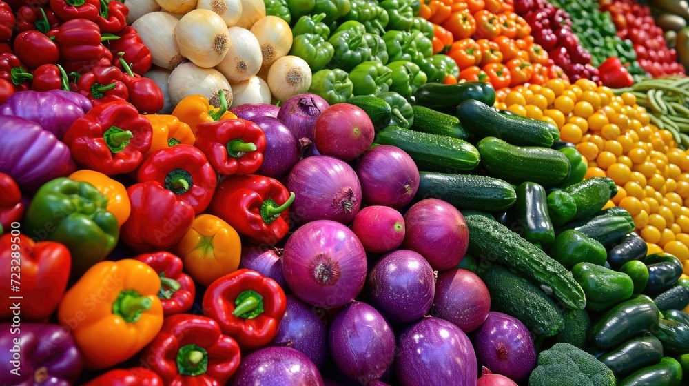 Vibrant Display of Fresh Vegetables at Market Vibrant Display of Fresh Vegetables at Market