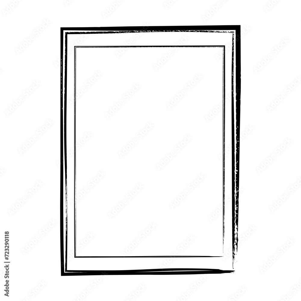 Fototapeta premium Frame border, grunge shape icon, vertical rectangle decorative doodle element for design in vector illustration
