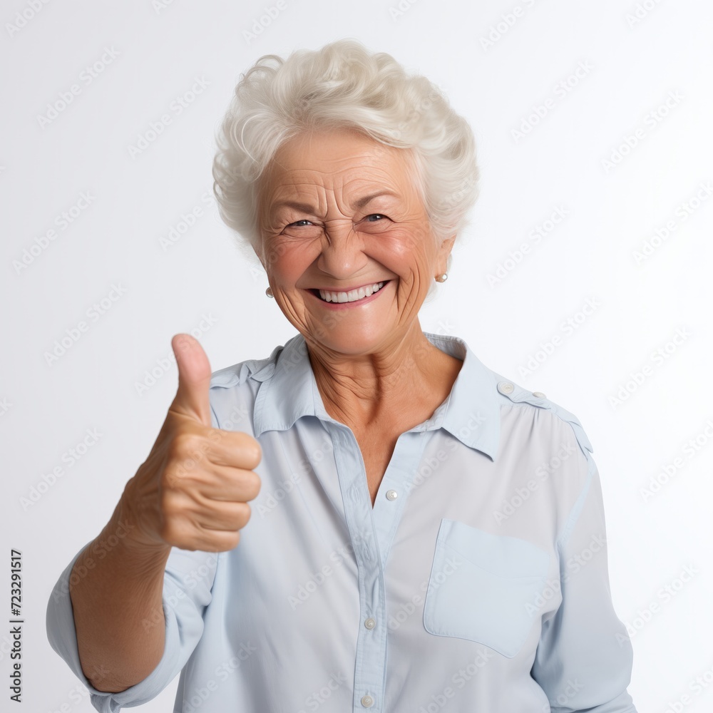 Elderly woman showing thumbs up Elderly woman showing thumbs up