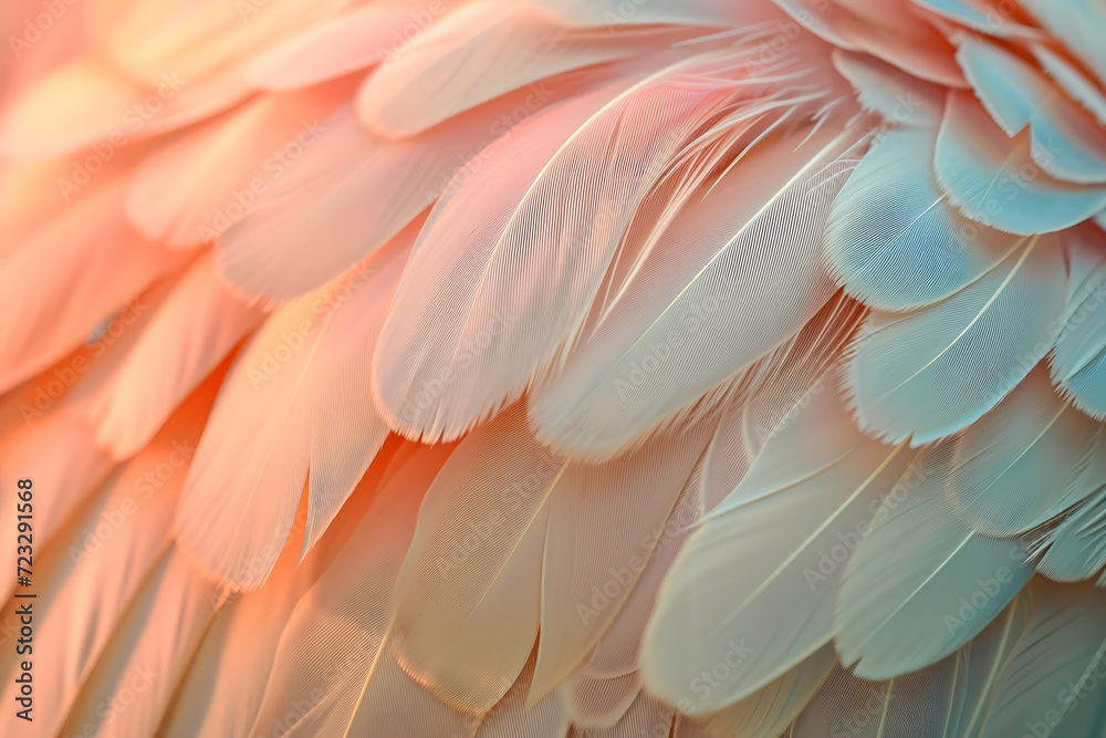 Colorful pastel of bird feathers wallpaper background.