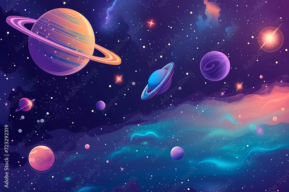 Space background cartoon for kids.