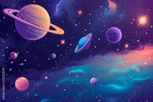 Space background cartoon for kids.