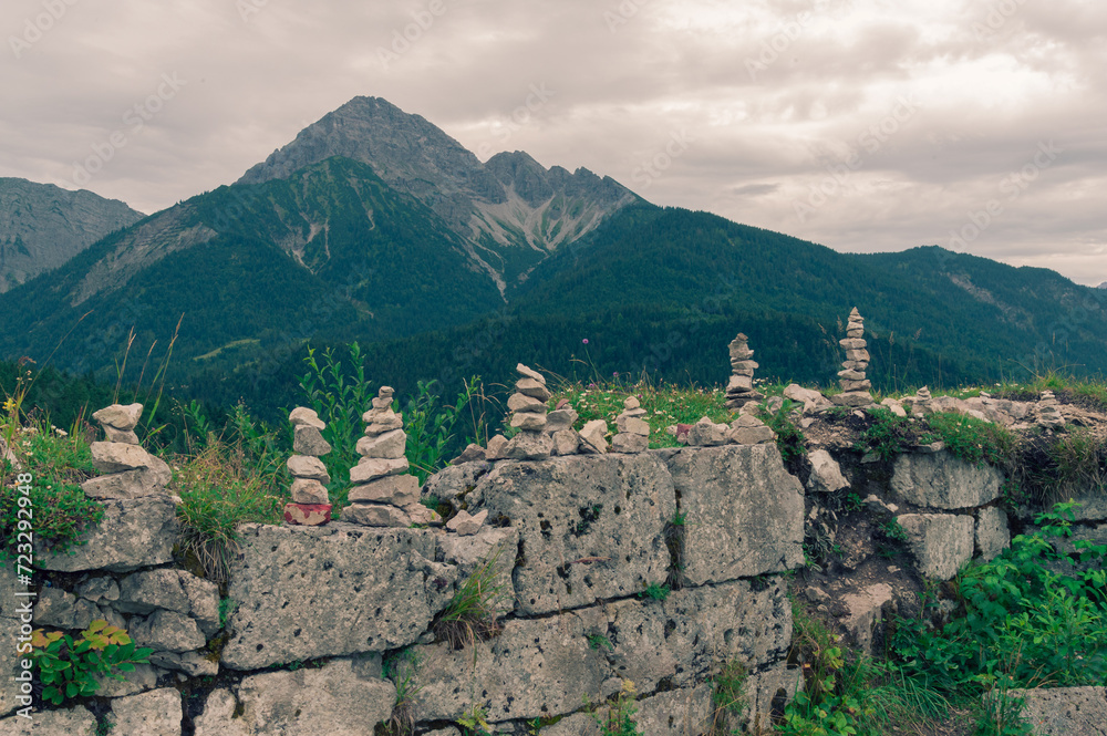 ruined castle against the backdrop of mountains ruined castle against the backdrop of mountains