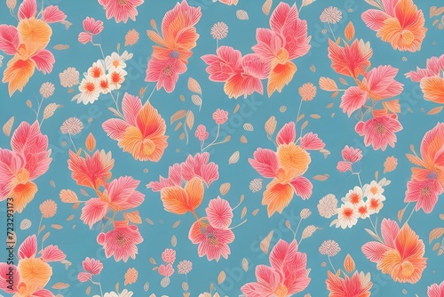 colorful floral textile pattern background wallpaper