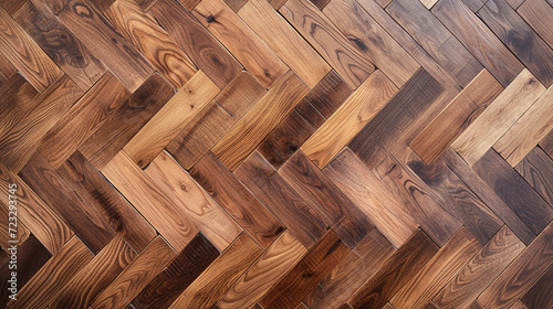 Parquet wood floor with a herringbone pattern, wood texture, background