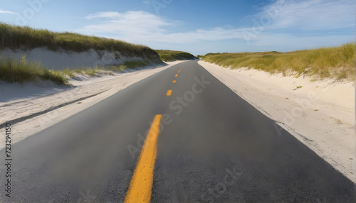 Whispers of Adventure Endless road through a beachside, whispering tales of faraway lands and untold stories
