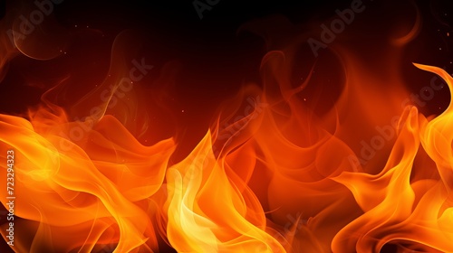 Aesthetic flame background, orange border realistic fire image
