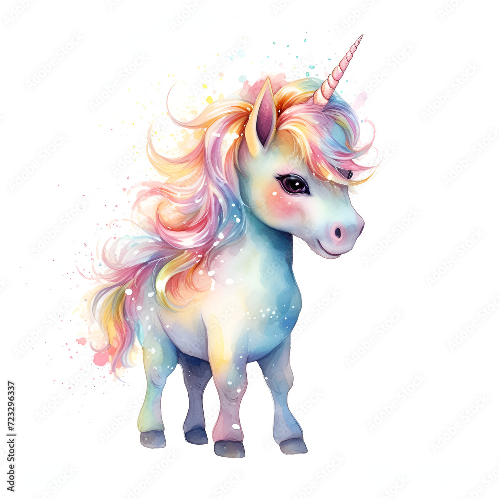 Beautiful Unicorn Watercolor Clipart, Perfect Design for Your Project and Creations, Ai Generative