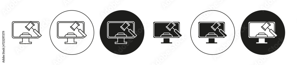 Online court flat line icon set. Online court Thin line illustration vector Online court flat line icon set. Online court Thin line illustration vector