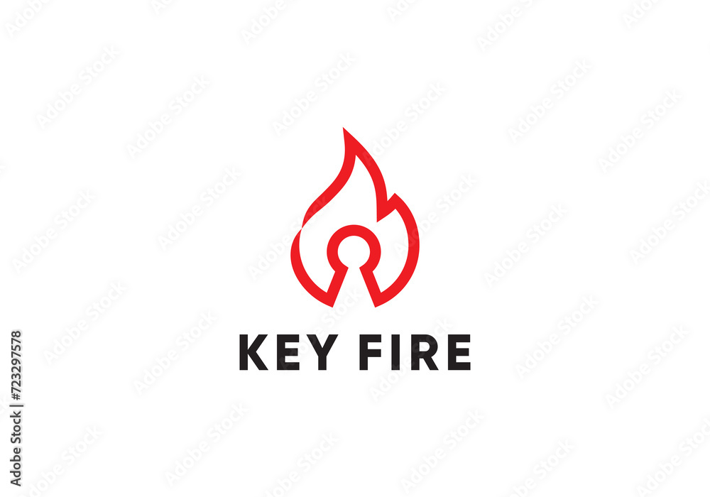 fire key hole logo design, energy flame droplet line art style symbol icon template fire key hole logo design, energy flame droplet line art style symbol icon template