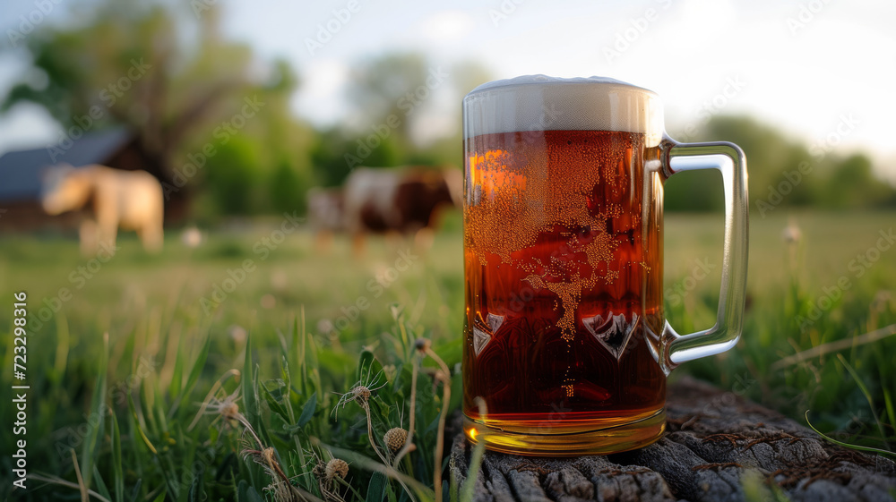 Farmhouse Delight, Beer Mug with Countryside Panorama