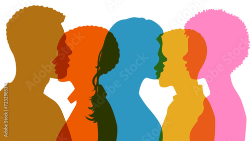 Diversity conceptual vector illustration. Silhouettes of different people.