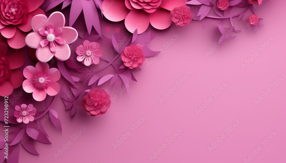 Fototapeta premium women's day card in rose paper flowers. 8 march happy womens day floral illustration with rose flower 