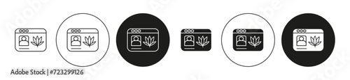 Medical marijuana card icon set in thin line outline style. Medical marijuana card linear vector sign