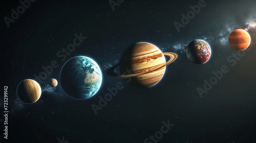 The alignment of planets in the solar system.