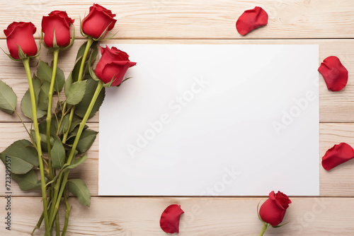  A sample white sheet of paper on a table decorated with flowers
