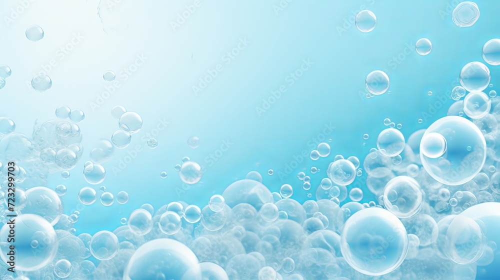 Bubble background with shampoo foam and detergent soap aqua 3d