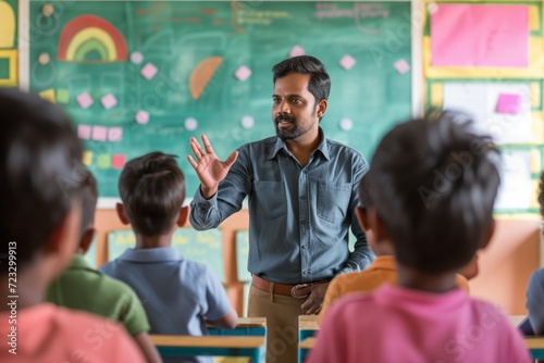 Diverse Adult Classroom With Indian Teacher Instructing Lesson To Students