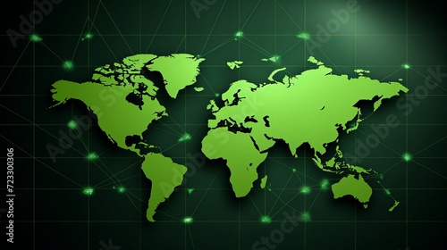Business success growth green arrow on world map