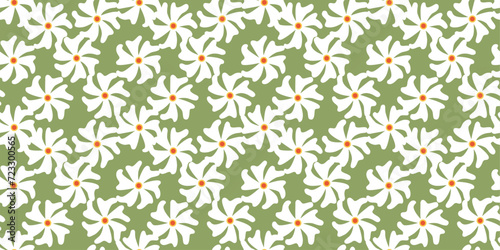 Seamless Parijat Pattern Vector Illustration Isolated on Green Background