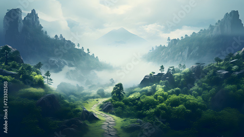 A mountain landscape with mountains and clouds,, Simple and beautiful ipad wallpaper high quality Free Photo 