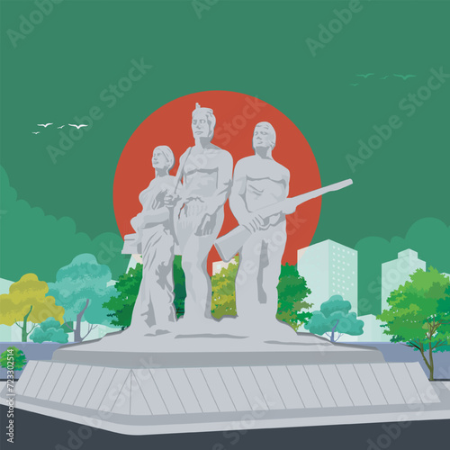 University of Dhaka campus, Aparajeyo Bangla is one of the most well known sculptures dedicated to the Bangladesh Liberation