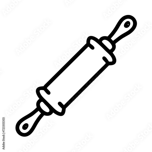 Dough rocker icon line art. Baking cookingDough rocker icon linear art. Wooden stick for making dough for scones. Vector isolated on white. symbol vector isolated on white
