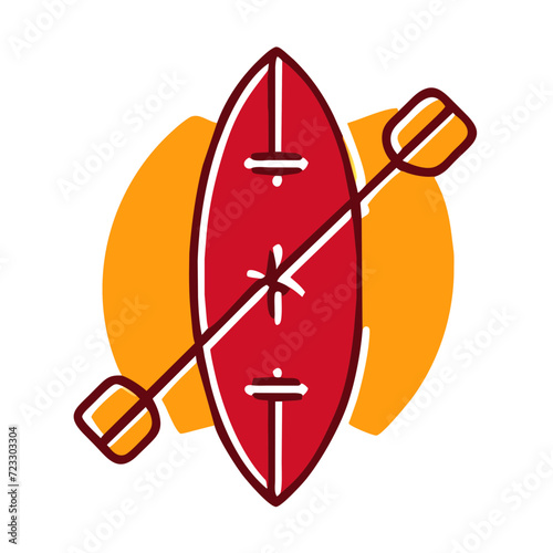 SUP board with oars color icon. Vector isolated on white. 