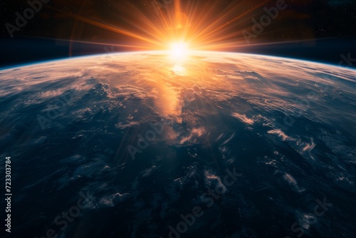 Capturing The Elegant Curvature And Vibrant Sunrise Of Earth From Space In A Mesmerizing Aerial Shot