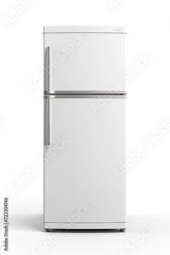 A white refrigerator freezer sitting on top of a counter. Perfect for kitchen design and home appliance concepts
