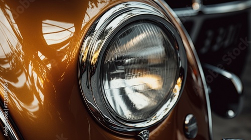 A detailed close up of a car headlight. Suitable for automotive industry publications or articles