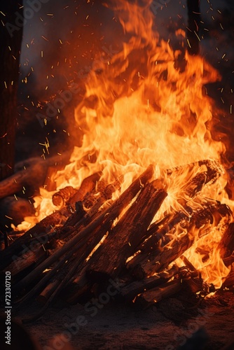 A pile of firewood sitting on top of a sandy beach. Perfect for a cozy bonfire by the sea