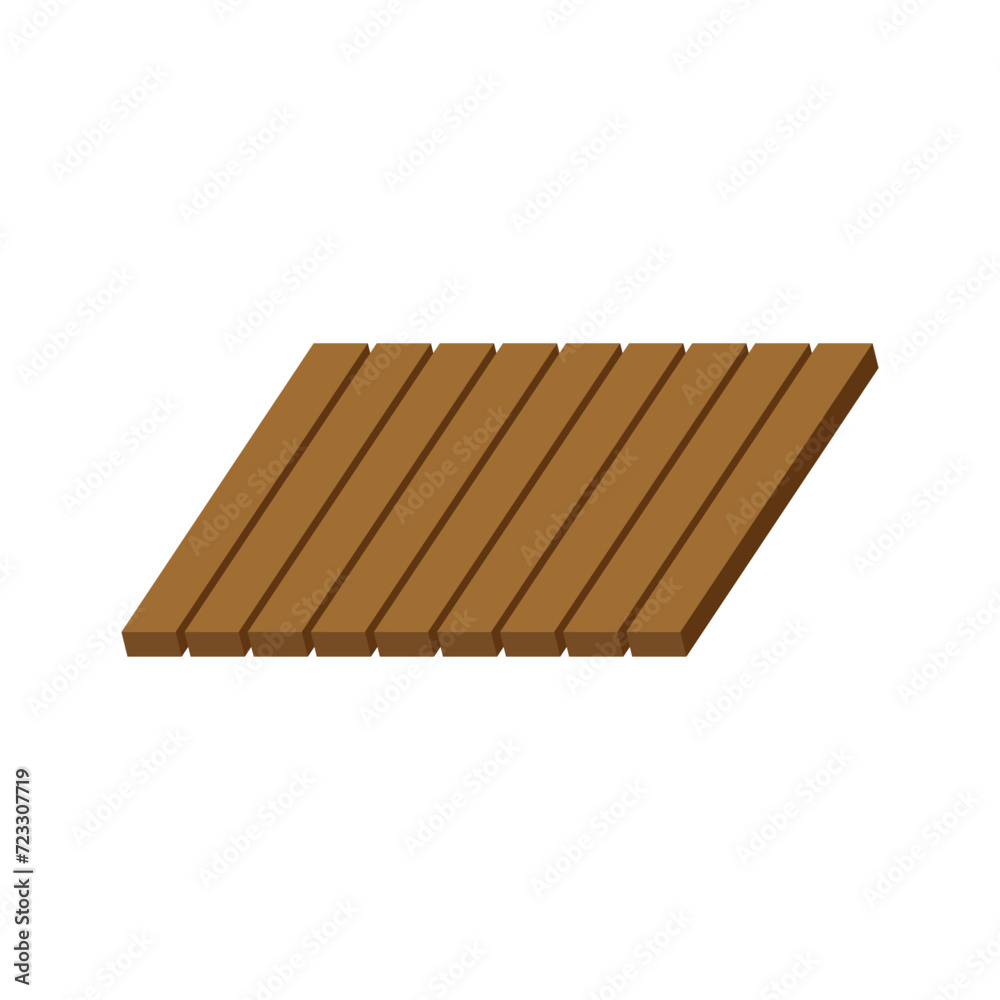 Wood plank boards isolated on white background. Empty wooden plank board icon in flat cartoon style.