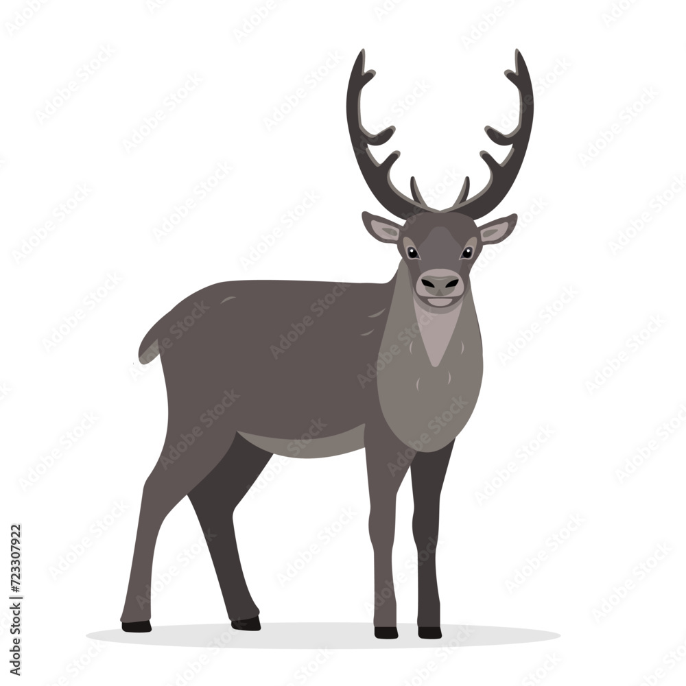 Reindeer icon. Horned deer. Wild north cold climate forest animal with big horns. Flat vector illustration isolated on white background. Reindeer icon. Horned deer. Wild north cold climate forest animal with big horns. Flat vector illustration isolated on white background.