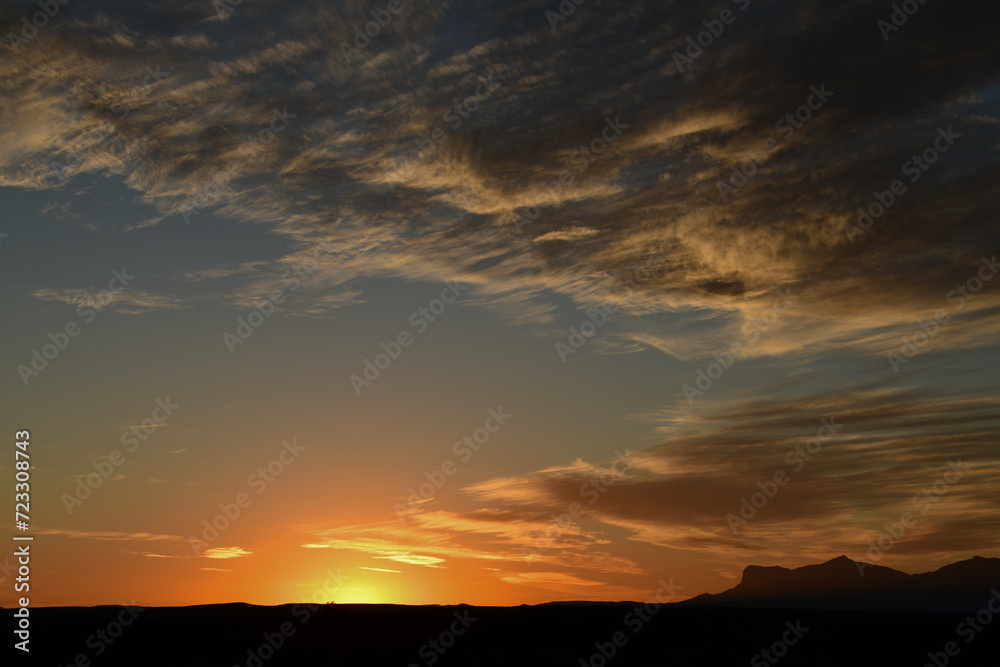 Sunset over Guadalupe Mountains National Park