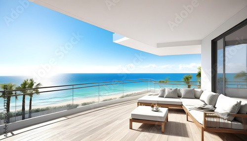 3D design for the balcony of a large, beautiful and contemporary beach house © Claudio