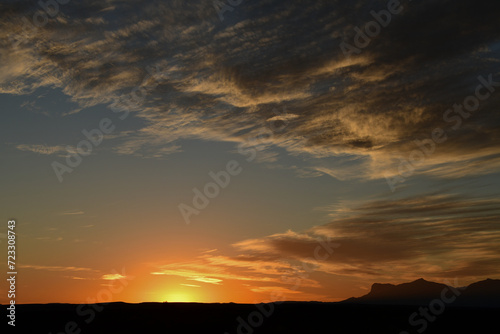 Sunset over Guadalupe Mountains National Park